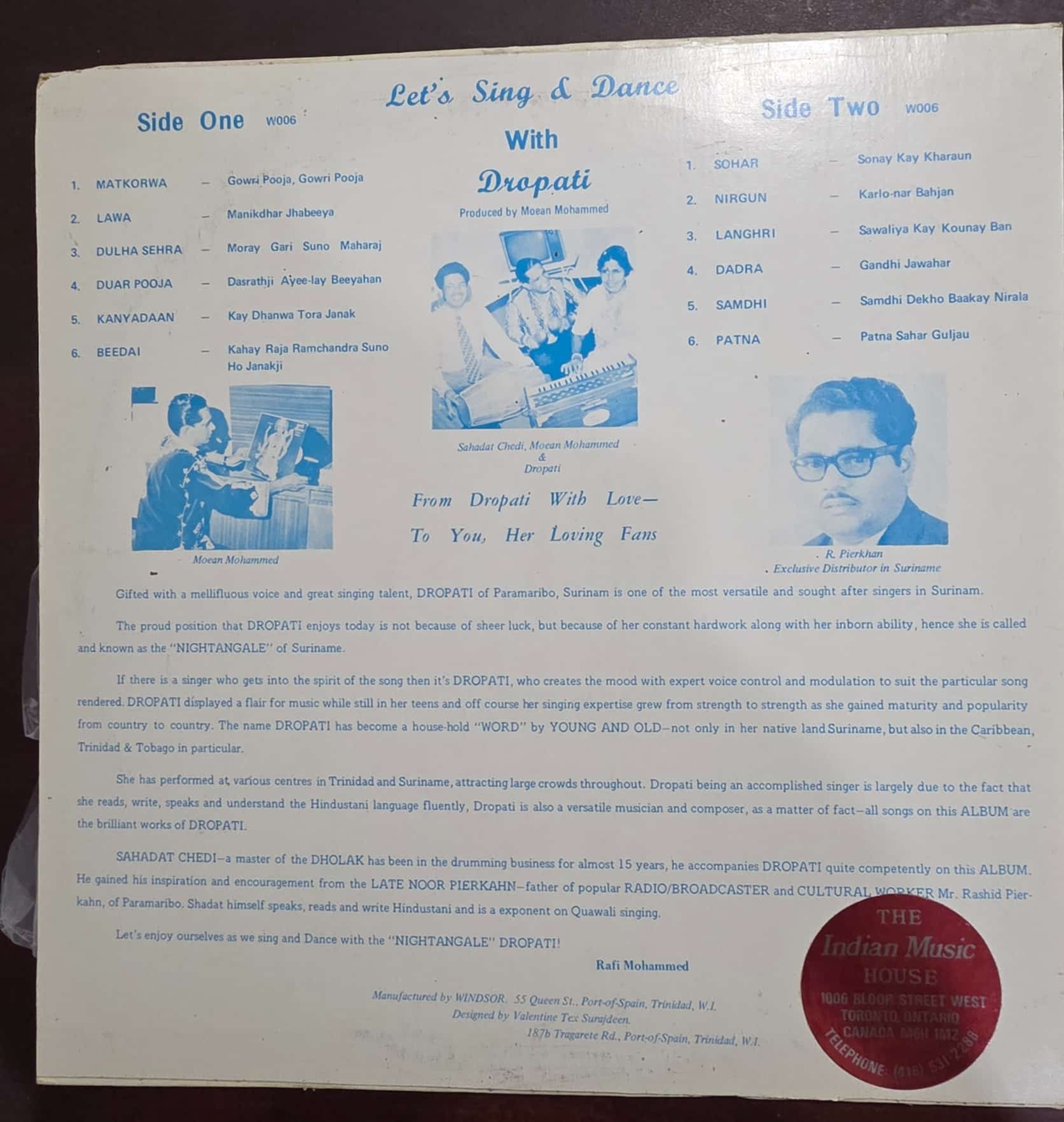 Let's Sing & Dance With Dropati - Record LP Vinyl Vintage – Bollywood - Image 2
