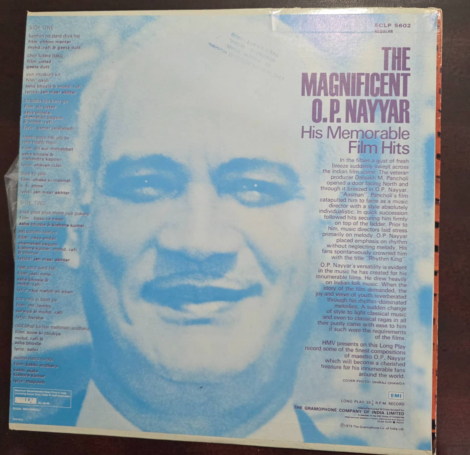The Magnificent O.P. Nayyar (His Memorable Film Hits) - Record LP Vinyl Vintage – Bollywood - Image 2