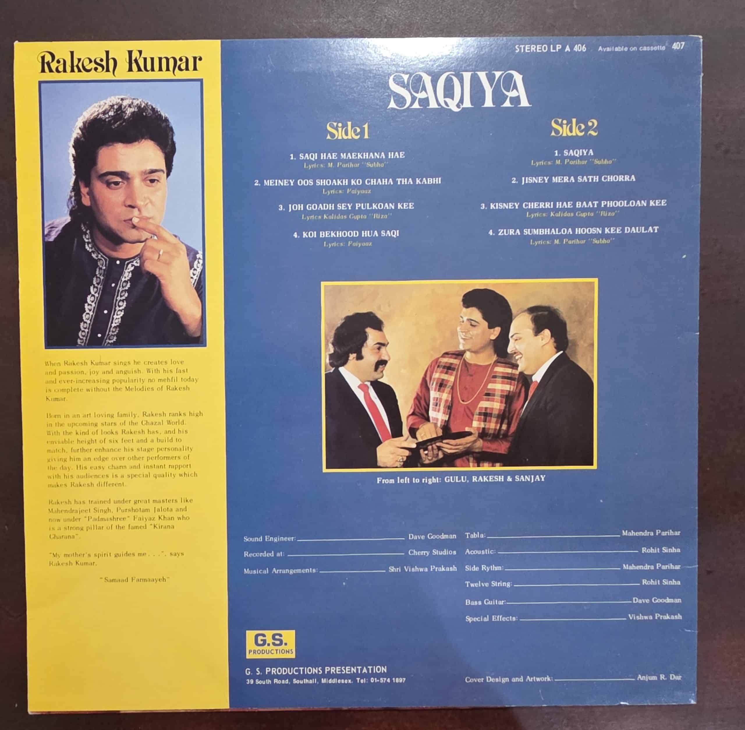 Saqiya - Rakesh Kumar - Record LP Vinyl Vintage - Bollywood - Image 2