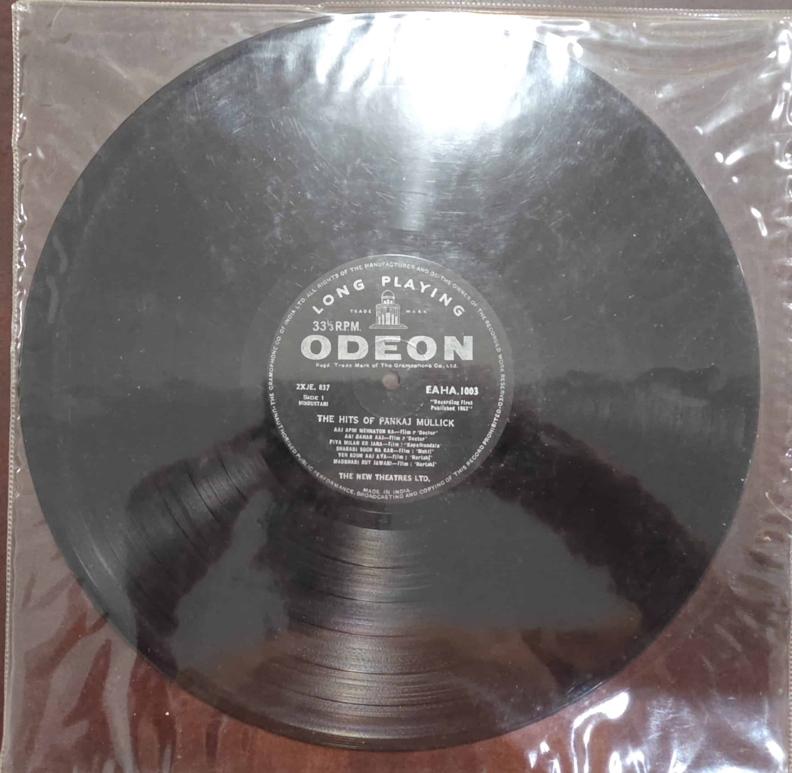 Greatest Hits of Pankaj Mullick (No Jacket) - Record LP Vinyl Vintage -Bollywood - Image 2