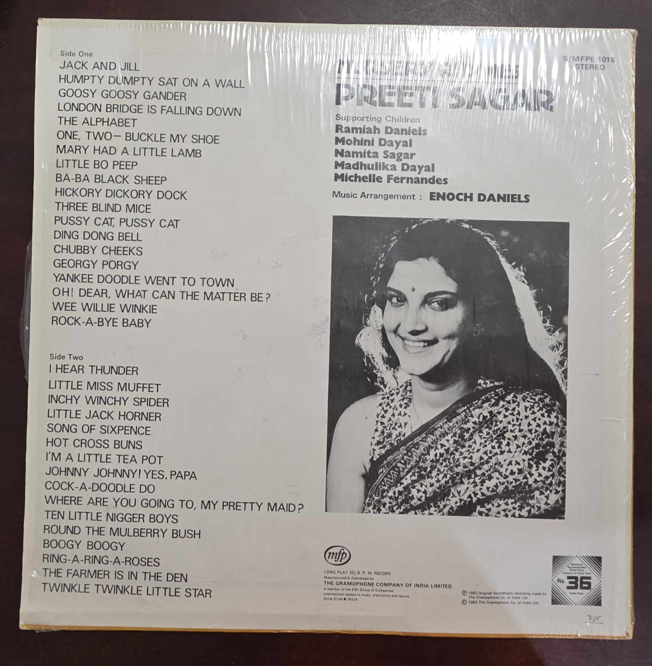 Nursery Rhymes - Preeti Sagar - Record LP Vinyl Vintage – Bollywood - Image 2