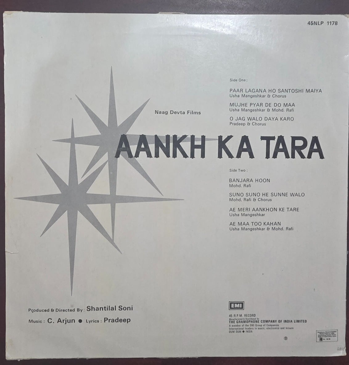Aankh Ka Tara - Record LP Vinyl Vintage - Bollywood - Image 2