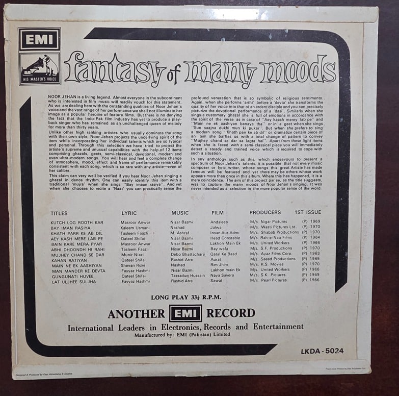 Fantasy Of Many Moods - Noor Jehan - Record LP Vinyl Vintage - Bollywood - Image 2