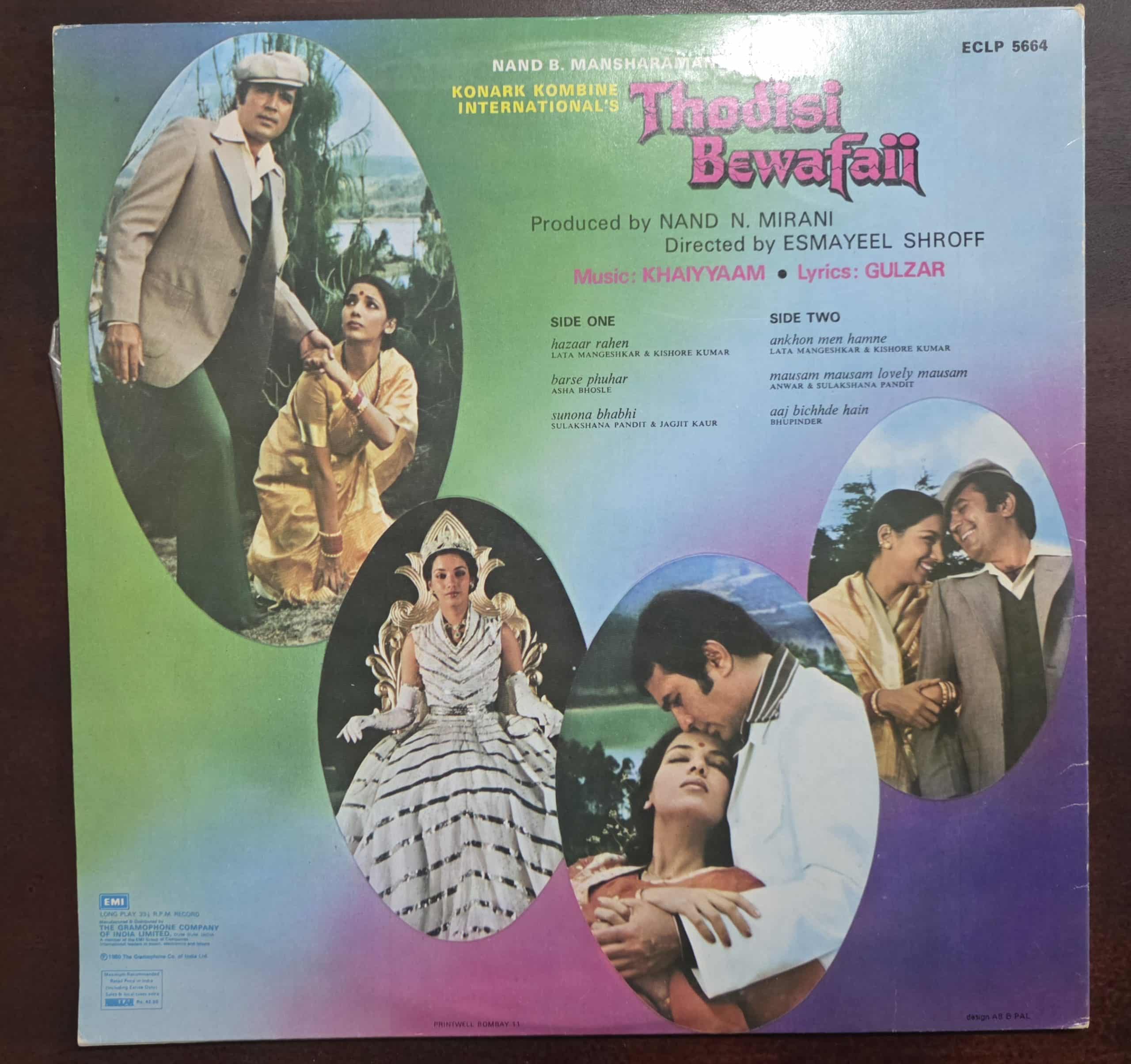 Thodisi Bewafaii- Record LP Vinyl Vintage - Bollywood - Image 3