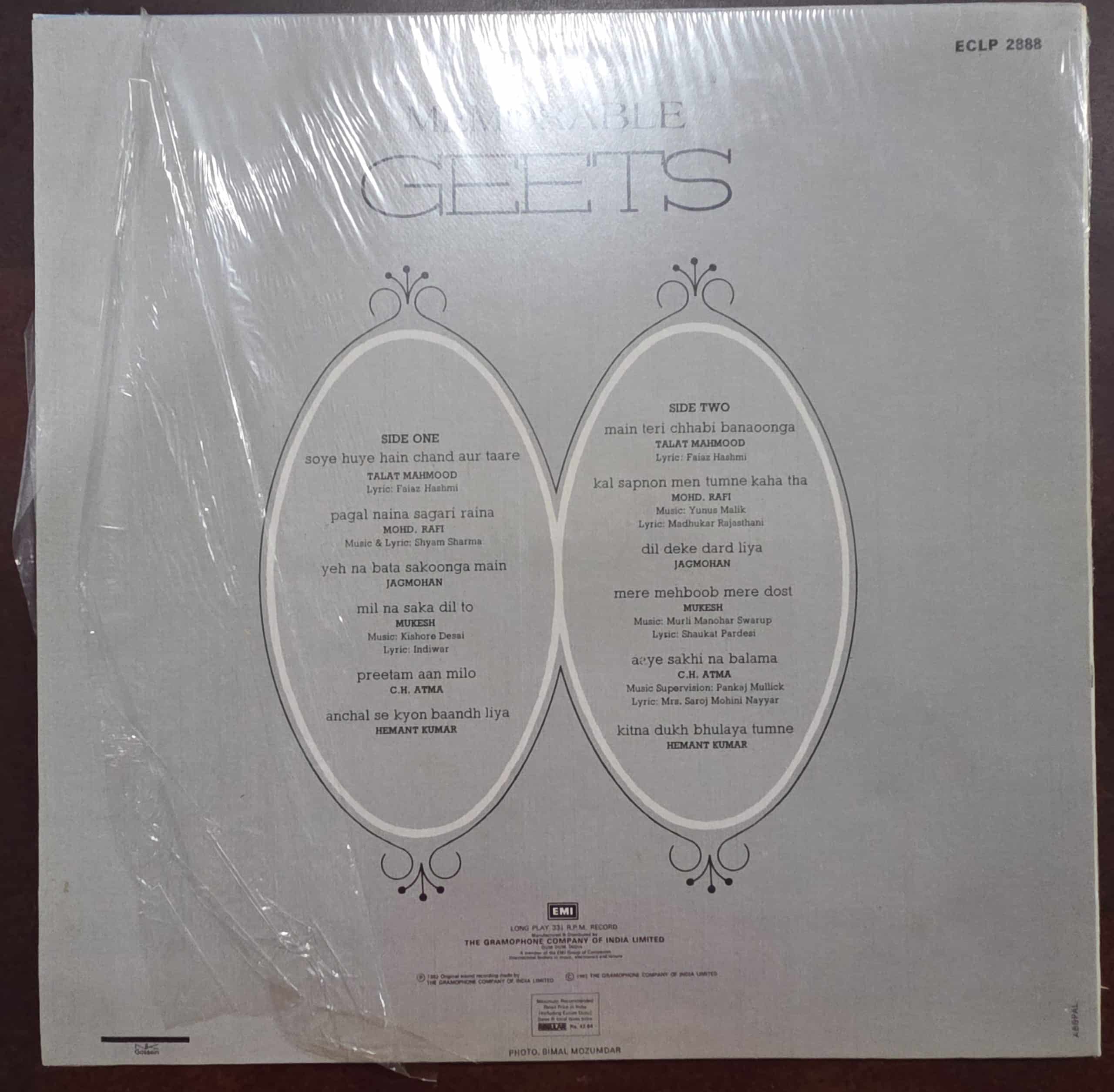 Memorable Geets - Nina and Rajendra Mehta - Record LP Vinyl Vintage - Bollywood - Image 2