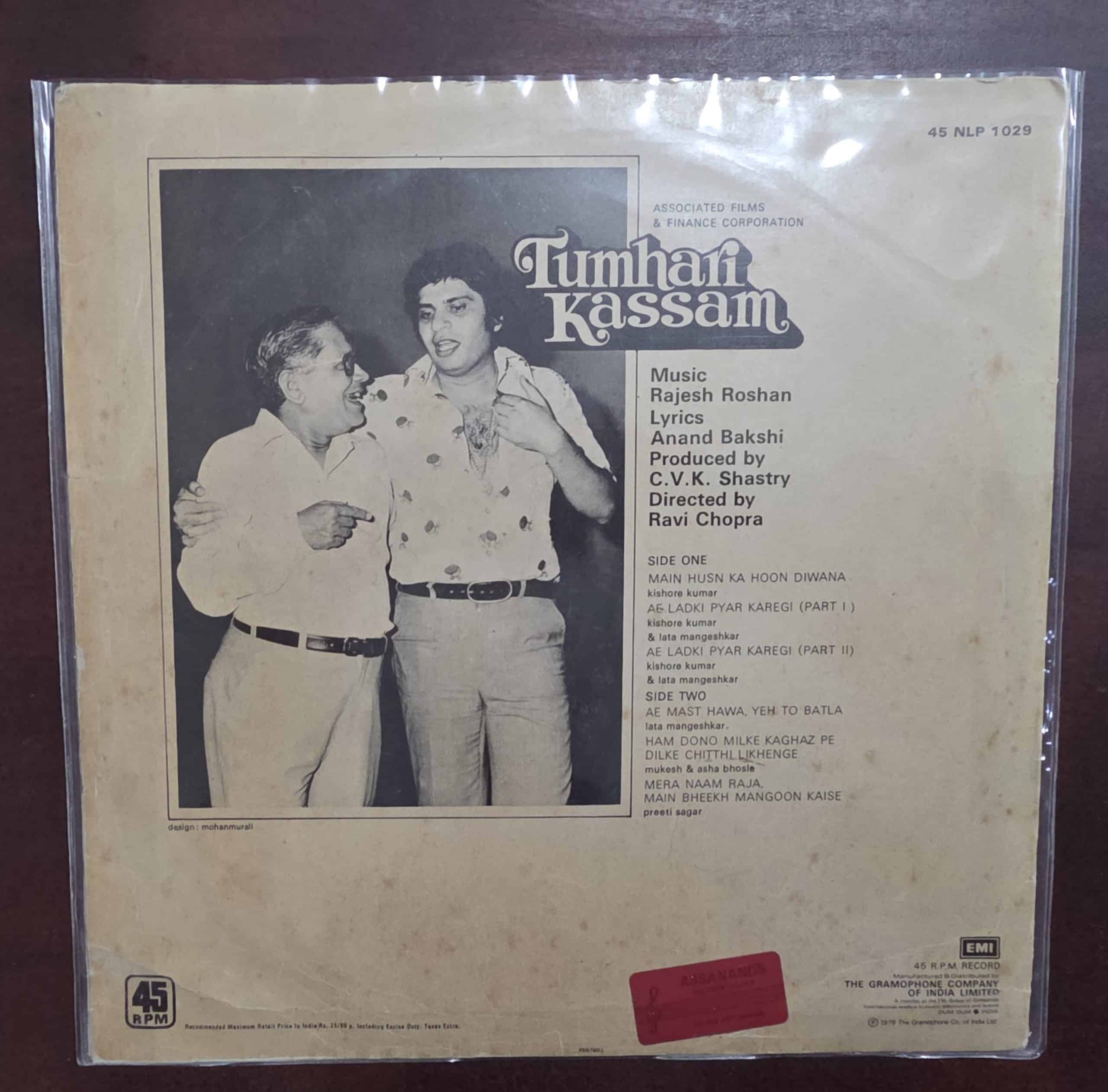 Tumhari Kassam - Record LP Vinyl Vintage - Bollywood - Image 2