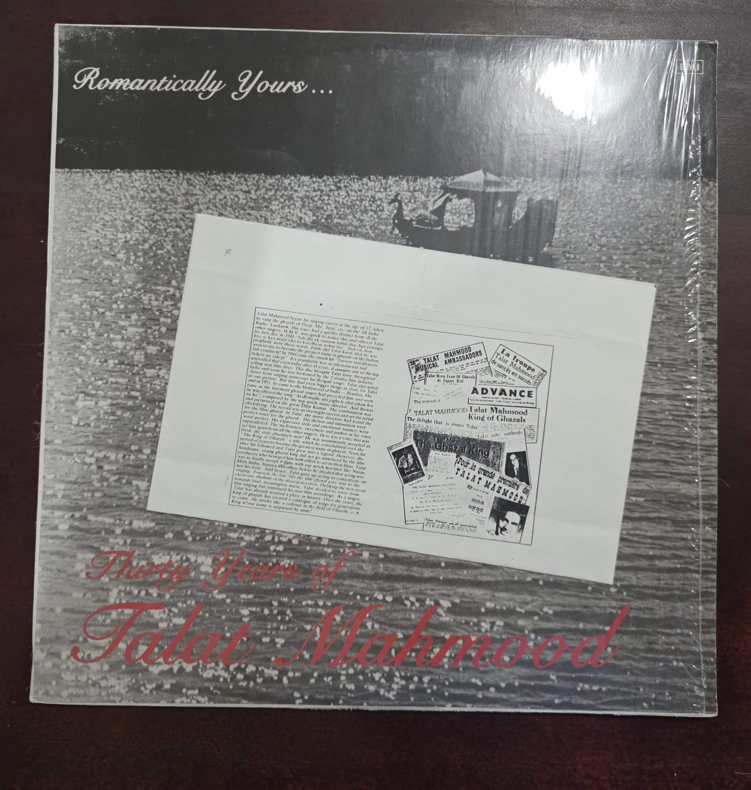 Romantically Yours... Thirty Years Of Talat Mahmood - Record LP Vinyl Vintage - Bollywood