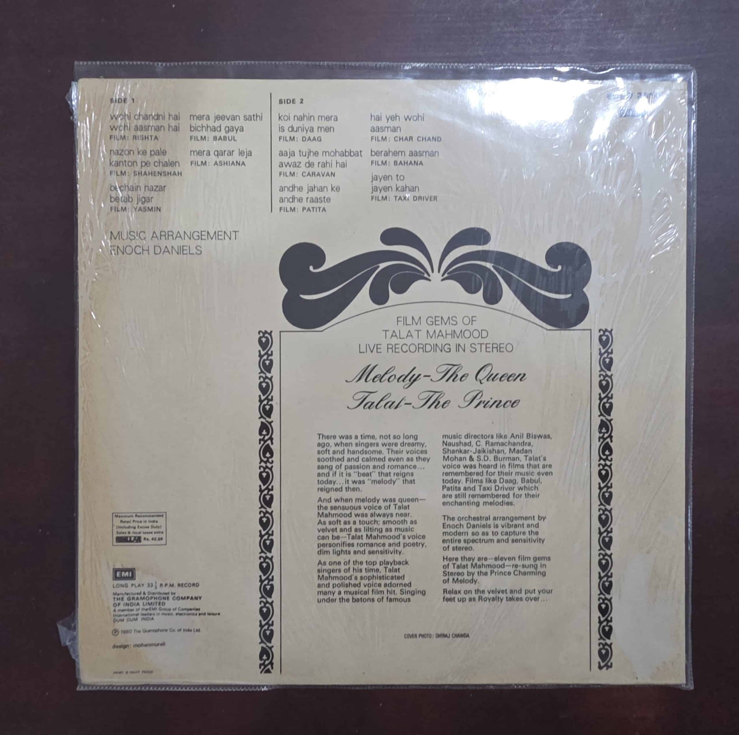 Melody- The Queen Talat- The Prince - Talat Mahmood - Record LP Vinyl Vintage - Bollywood - Image 2